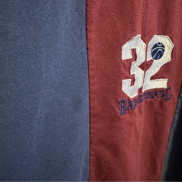 Vintage Kids Basketball Long Sleeve Shirt - Navy and Maroon - Picture 3 of 6